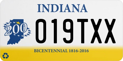 IN license plate 019TXX