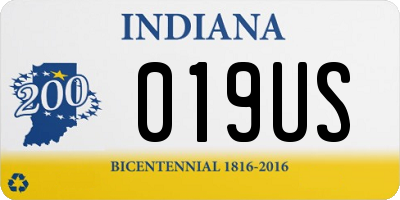 IN license plate 019US