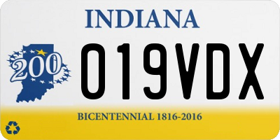 IN license plate 019VDX