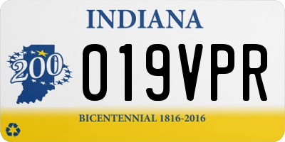 IN license plate 019VPR