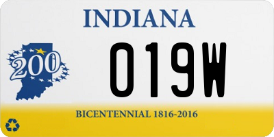 IN license plate 019W