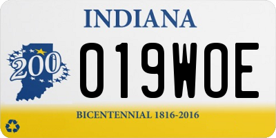 IN license plate 019WOE