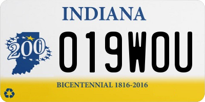 IN license plate 019WOU