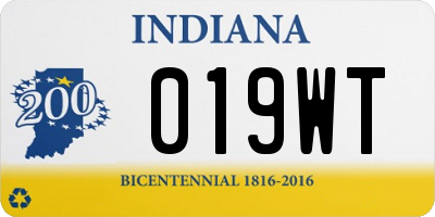 IN license plate 019WT