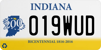 IN license plate 019WUD