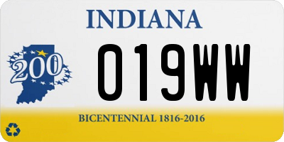 IN license plate 019WW