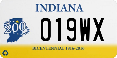 IN license plate 019WX