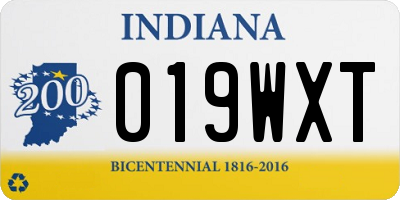 IN license plate 019WXT