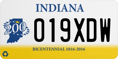 IN license plate 019XDW