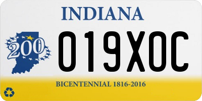 IN license plate 019XOC