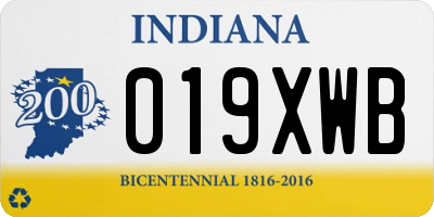 IN license plate 019XWB