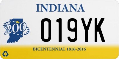IN license plate 019YK