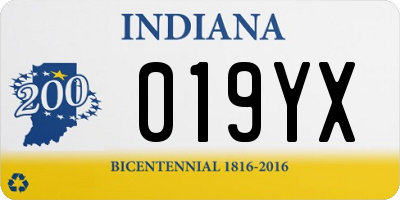 IN license plate 019YX