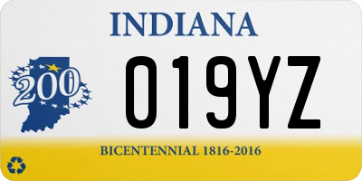 IN license plate 019YZ