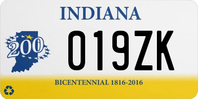 IN license plate 019ZK