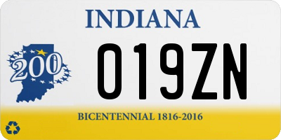 IN license plate 019ZN