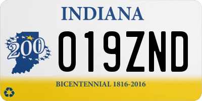 IN license plate 019ZND