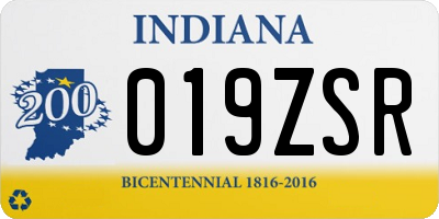 IN license plate 019ZSR