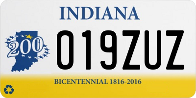 IN license plate 019ZUZ