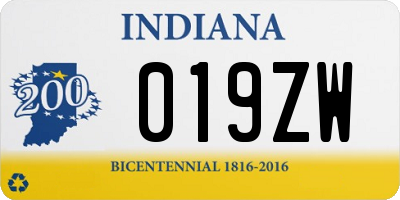 IN license plate 019ZW