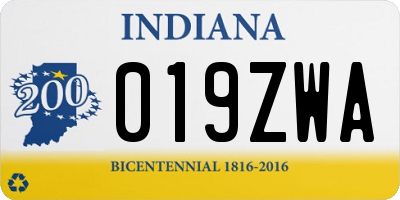 IN license plate 019ZWA