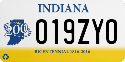 IN license plate 019ZYO