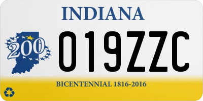 IN license plate 019ZZC
