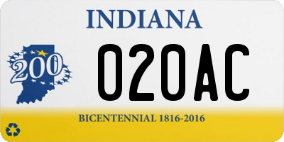 IN license plate 020AC