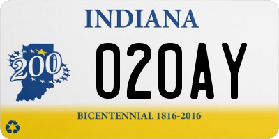 IN license plate 020AY