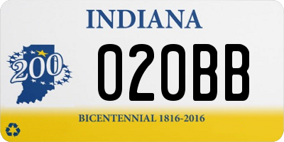 IN license plate 020BB