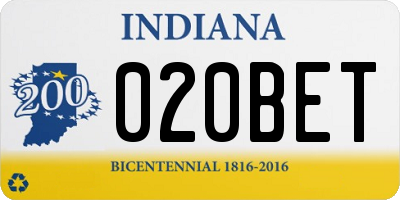 IN license plate 020BET