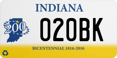 IN license plate 020BK