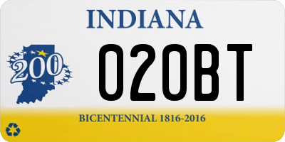 IN license plate 020BT