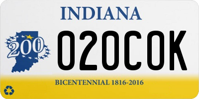 IN license plate 020COK
