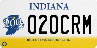 IN license plate 020CRM