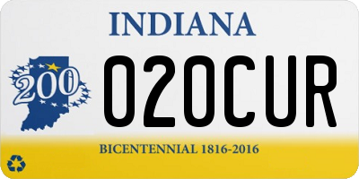 IN license plate 020CUR