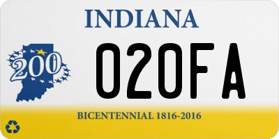 IN license plate 020FA