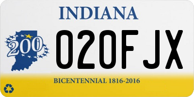 IN license plate 020FJX