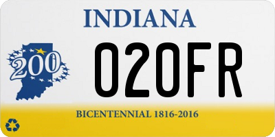 IN license plate 020FR