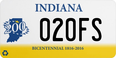 IN license plate 020FS