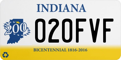 IN license plate 020FVF