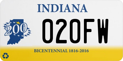 IN license plate 020FW