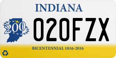 IN license plate 020FZX