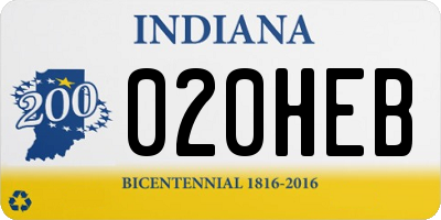 IN license plate 020HEB