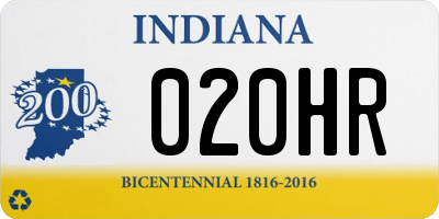 IN license plate 020HR