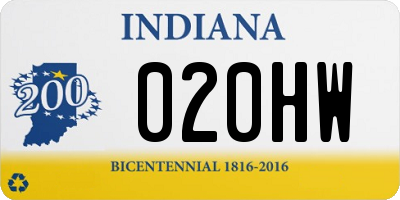 IN license plate 020HW
