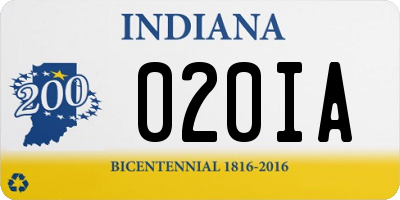 IN license plate 020IA
