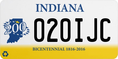 IN license plate 020IJC