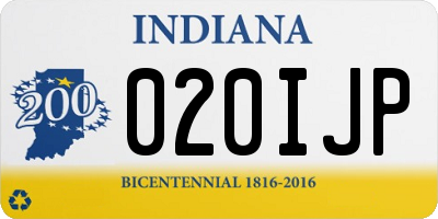 IN license plate 020IJP