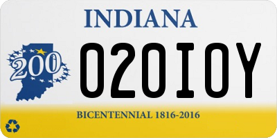 IN license plate 020IOY